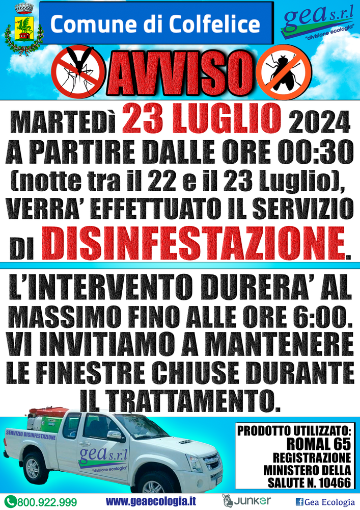 DISINFESTAZIONE COLFELICE 23 luglio